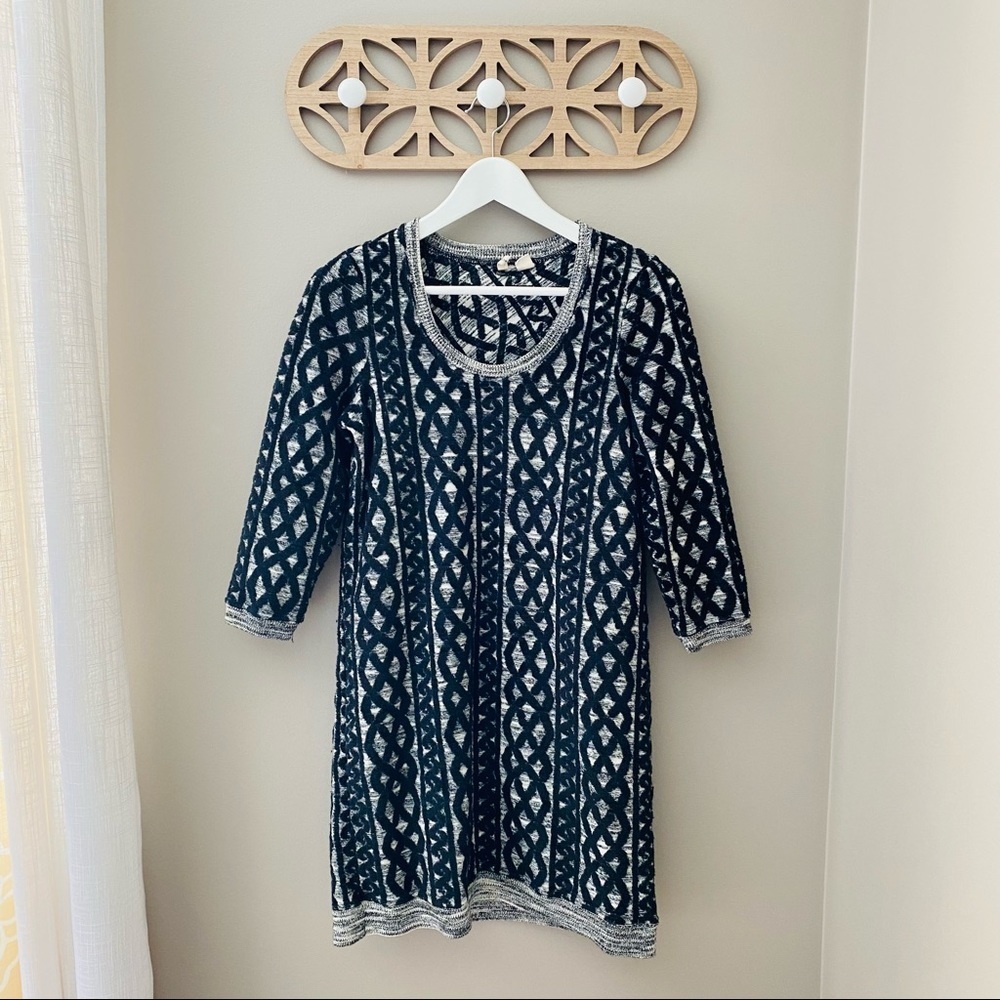 Moth by Anthro. Half Sleeve Sweater Dress Black/Gray Sz Small